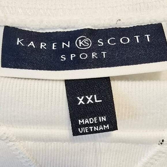Karen Scott Sport Women's White Polka Dot Sweatshirt Size XXL Rockabilly Casual - Picture 9 of 16